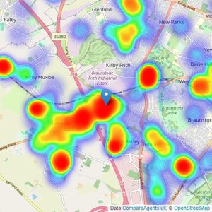 Newton Fallowell - Leicester Forest East listings heatmap