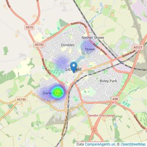 Newton Fallowell - Lichfield listings heatmap