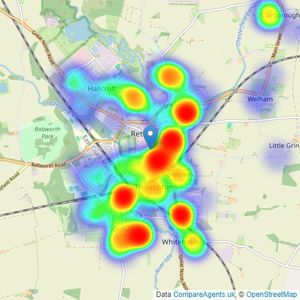 Newton Fallowell - Retford listings heatmap