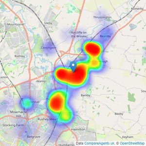 Newton Fallowell - Syston listings heatmap