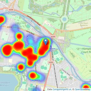 Newton Huxley - Surrey listings heatmap