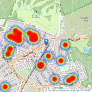 Next Move - North Chingford listings heatmap