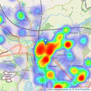 Next Place Property Agents Limited - Tamworth listings heatmap