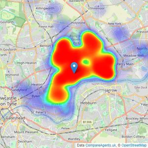 next2buy - Wallsend listings heatmap