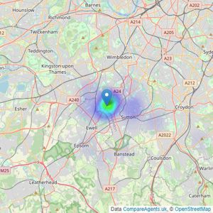 Nicholls Residential - North Cheam listings heatmap