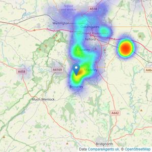 Nick Tart Estate Agents - Telford and Newport listings heatmap