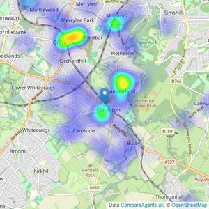 Nicol Estate Agents - Clarkston listings heatmap