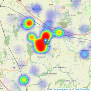 Nigel Poole & Partners - Pershore listings heatmap