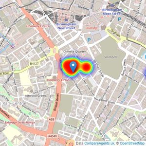 Northwood - Birmingham listings heatmap