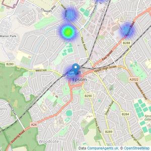 Northwood - Epsom listings heatmap