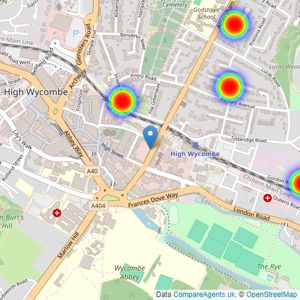 Northwood - High Wycombe listings heatmap