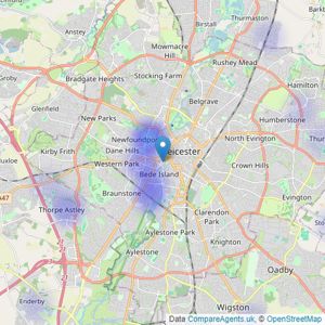 Northwood - Leicester listings heatmap