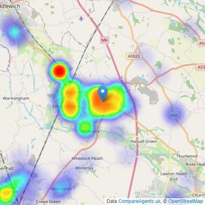 Northwood - Sandbach listings heatmap