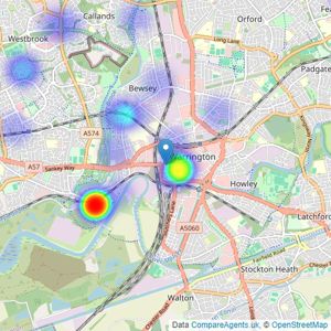 Northwood - Warrington listings heatmap