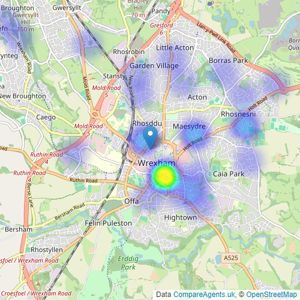 Northwood - Wrexham listings heatmap