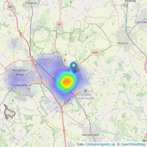 Nova Estate Agents - Luton listings heatmap