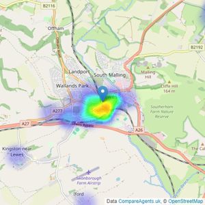 Oakfield - Lewes listings heatmap