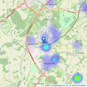 Oakfield - Uckfield listings heatmap