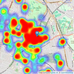 Oaks Estate Agents - Tulse Hill listings heatmap