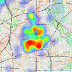 Oakwood - Stoke Newington listings heatmap