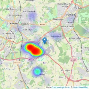 Oliver & Akers Estate Agents - St. Albans listings heatmap