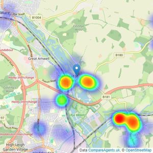 Oliver Minton - Stanstead Abbotts listings heatmap