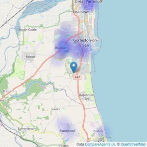 One Estate Agents - Gorleston-on-Sea listings heatmap