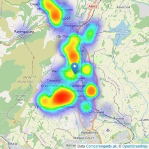 One2One - Torfaen listings heatmap