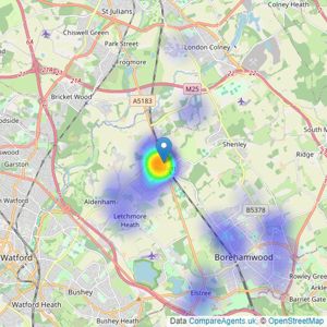 Open Estates - Radlett listings heatmap