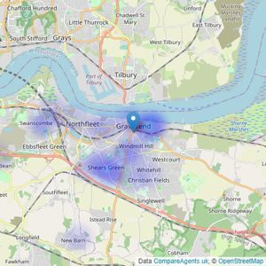 Orange - Gravesend listings heatmap