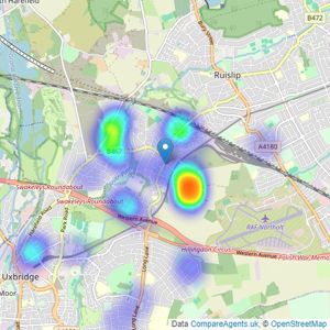 Orchard Property Services - Ickenham - Sales listings heatmap