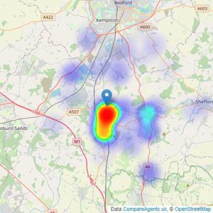 Orchards Estate Agents - Bedfordshire listings heatmap