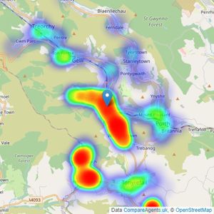 Osborne Estates - Tonypandy listings heatmap