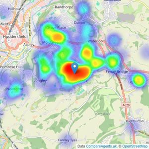 Paisley Properties - Almondbury listings heatmap