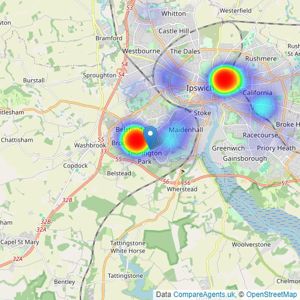 P&H Estates - Ipswich listings heatmap