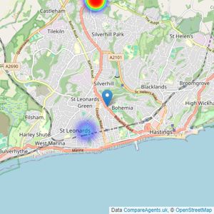 Park Lane Group - St. Leonards-On-Sea listings heatmap