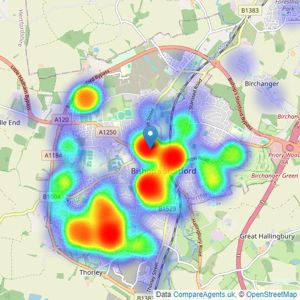 Park Lane Property Agents - Bishops Stortford listings heatmap