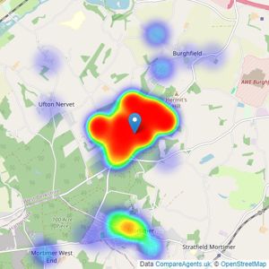 Parkers Estate Agents - Burghfield Common listings heatmap