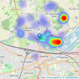 Parkers Estate Agents - Caversham listings heatmap