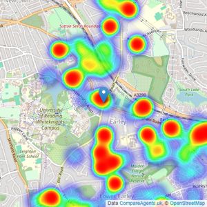 Parkers Estate Agents - Earley listings heatmap