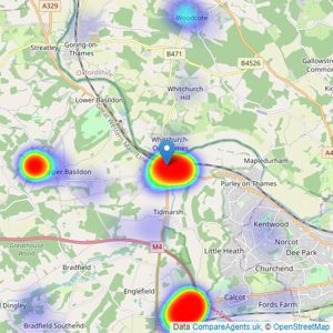 Parkers Estate Agents - Pangbourne listings heatmap