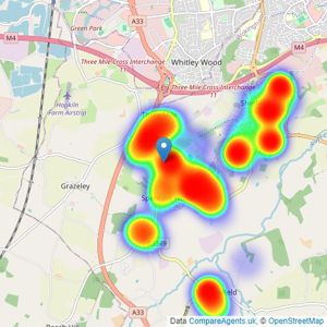 Parkers Estate Agents - Spencers Wood listings heatmap