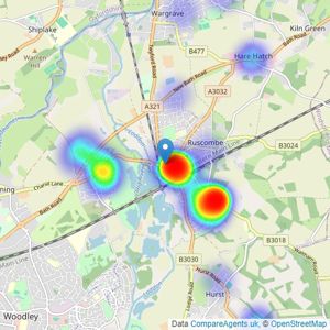 Parkers Estate Agents - Twyford listings heatmap