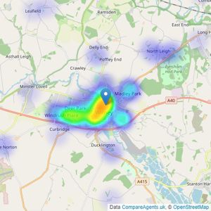 Parkers Estate Agents - Witney listings heatmap