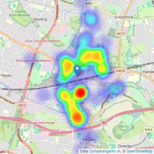 Parkfields Estates - Southall listings heatmap