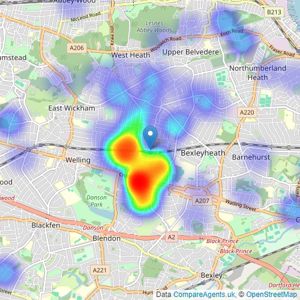 Parris Residential - Bexleyheath listings heatmap