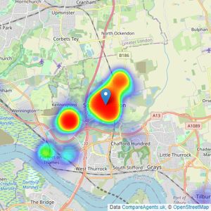 PATTERSON HAWTHORN - South Ockendon listings heatmap