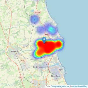 Pattinson Estate Agents - Ashington listings heatmap