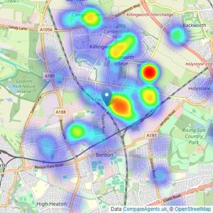 Pattinson Estate Agents - Forest Hall listings heatmap