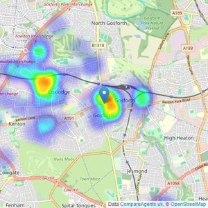 Pattinson Estate Agents - Gosforth listings heatmap